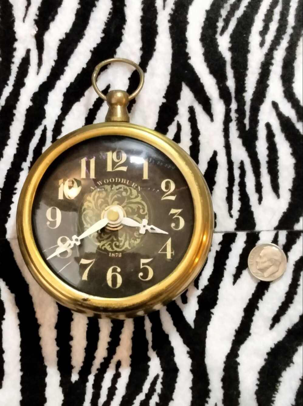 Gold Tone Vintage Pocket-Watch Style Clock